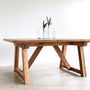 Farmhouse Trestle Dining Table in Reclaimed Oak / Clear