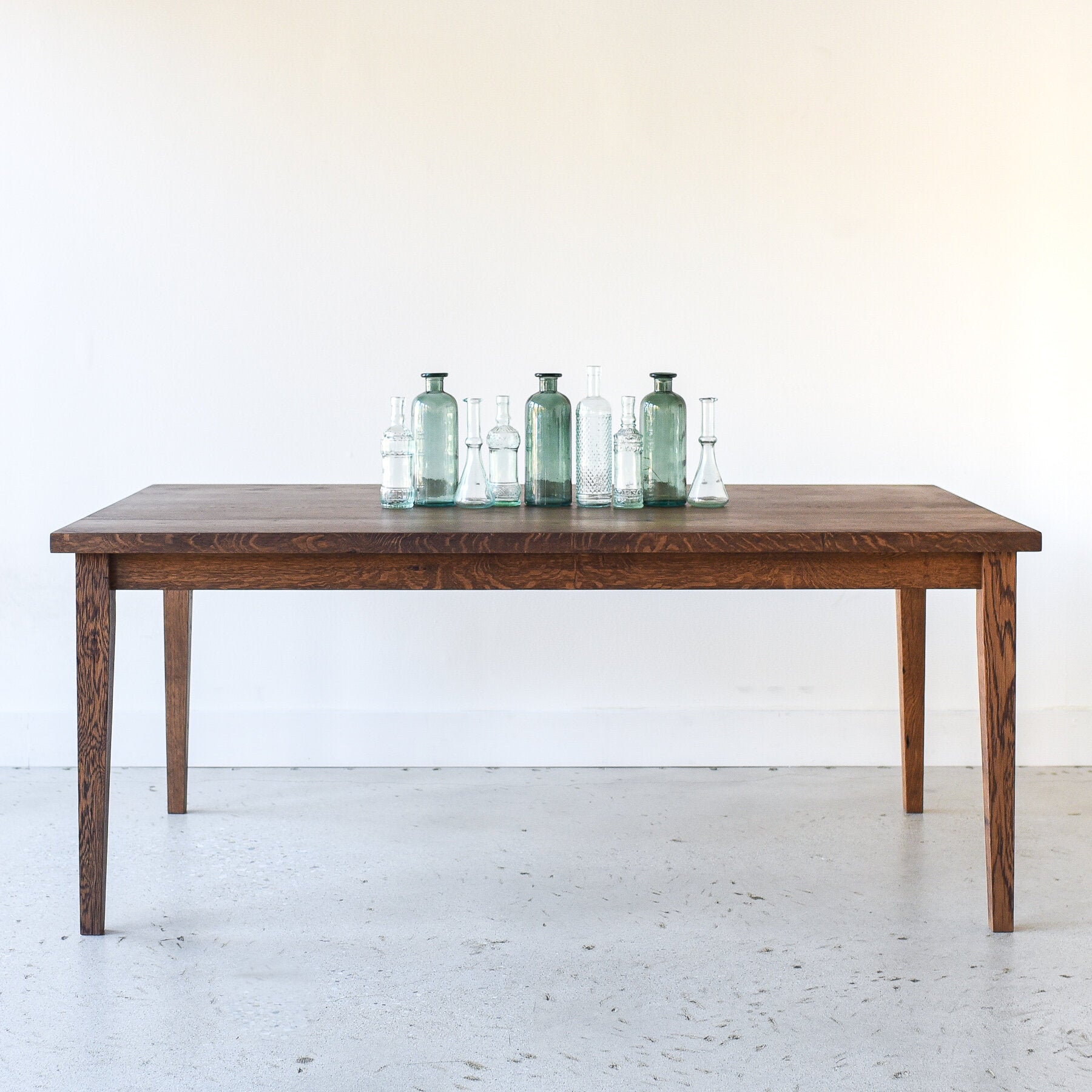 Slim Tapered Leg Dining Table in Reclaimed Oak / Walnut Finish 