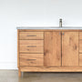 60&quot; Modern Wood Vanity / Single Sink in Reclaimed Oak / Clear and Modern Handle / Nickel Hardware