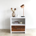 White + Wood Nightstand with Drawer