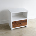 White + Wood Nightstand with Drawer