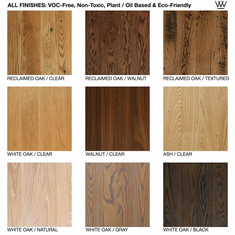 Finish Options - Wood species & stains for your handcrafted furniture